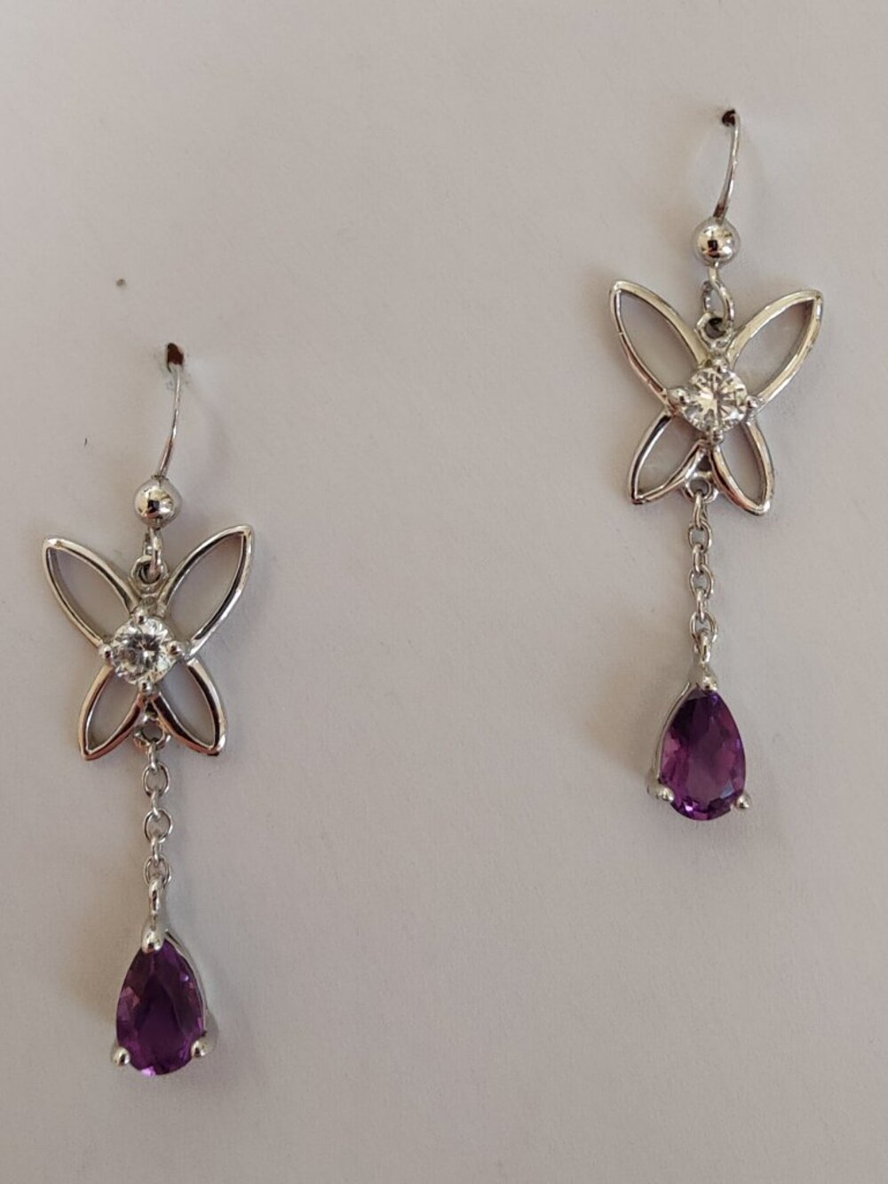 Sterling Silver Butterfly Earrings with Amethyst